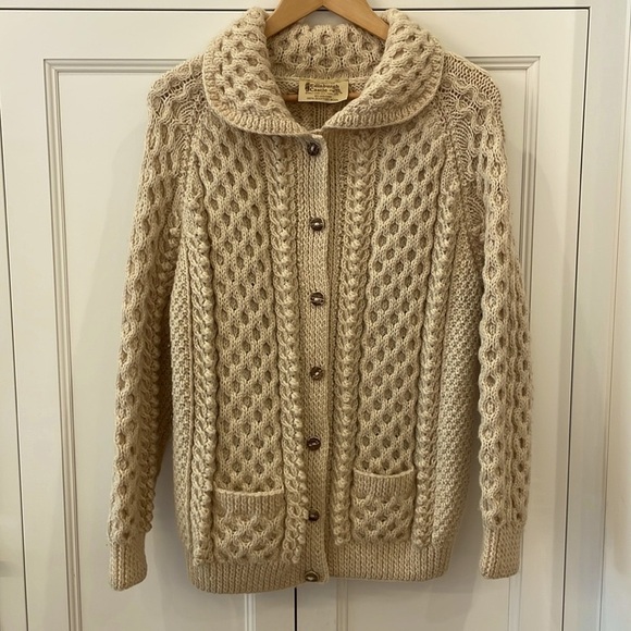 Edinburgh Castle 100% Scottish Wool Fisherman’s Knit Cardigan Sweater—Unisex-EUC - Picture 1 of 8